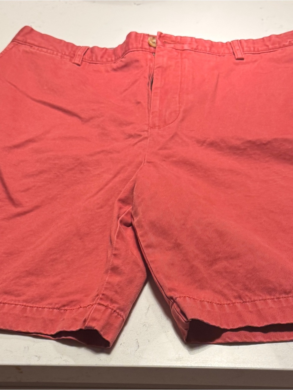 Johnston & Murphy Coral-Orange Cotton Flat Front Shorts